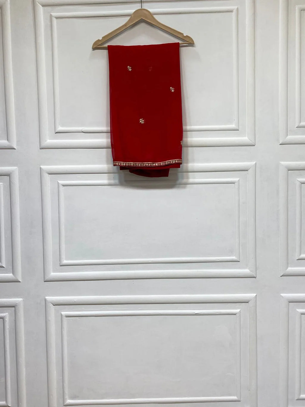 3 Piece - Pure Embroidered Bamber Chiffon RED Suit IS-0001