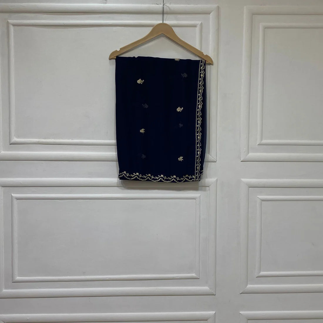 3 Piece - Pure Embroidered Bamber Chiffon ROYAL- BLUE Suit AN-0003